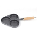 mini egg cast iron skillet divided frying pan with wood handle